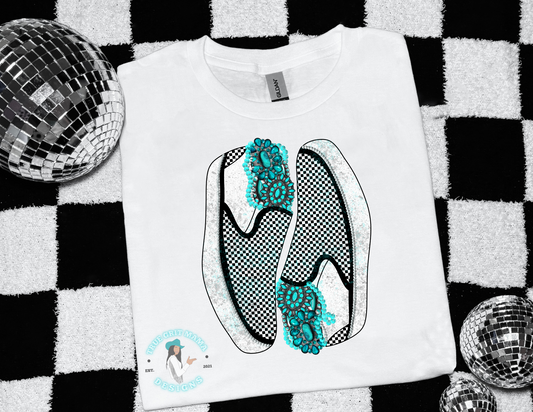 Turquoise and Vans Crew