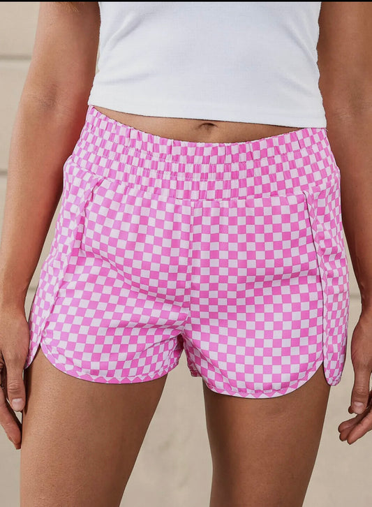 PINK CHECKERED SHORTS